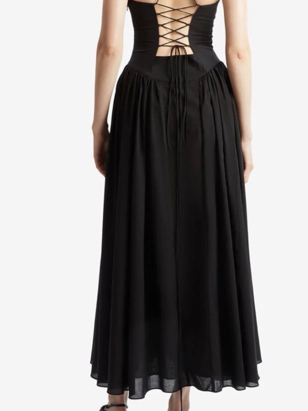 Chuang He Black Maxi Elegant Flowing Dress